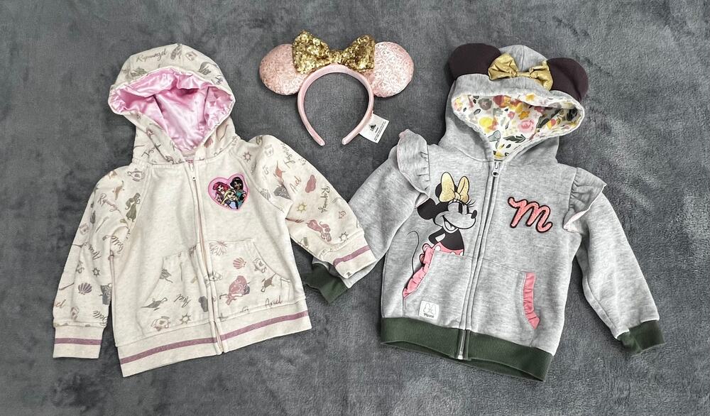 Disney Minnie Mouse 3T 2-Sweaters, Minnie Ear Headband Princess Faces